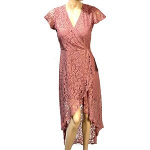 Altard State Artiz High Low Lace Dress Pink Dark Mauve Fairycore Size L NWT